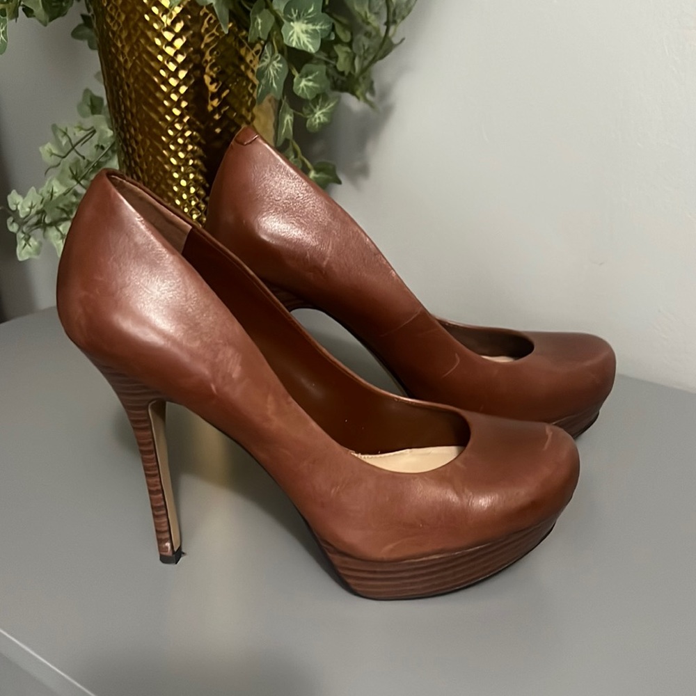 Jessica Simpson platform brown heels.